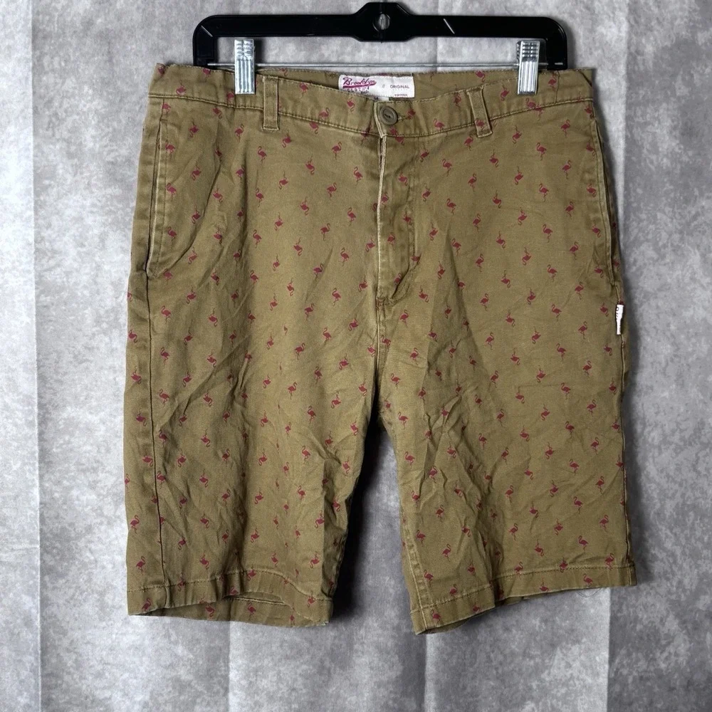 Brooklyn Cloth Twill Men's 34 Khaki Shorts Stretch Flamingo Summer Vacation